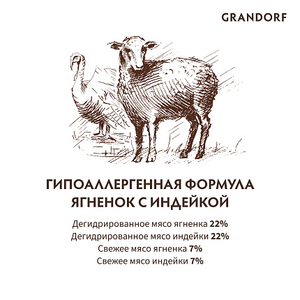 GRANDORF DOG Lamb&Turkey MED&MAXI (ягнёнок с индейкой для собак средних и крупных пород)  10 кг.
